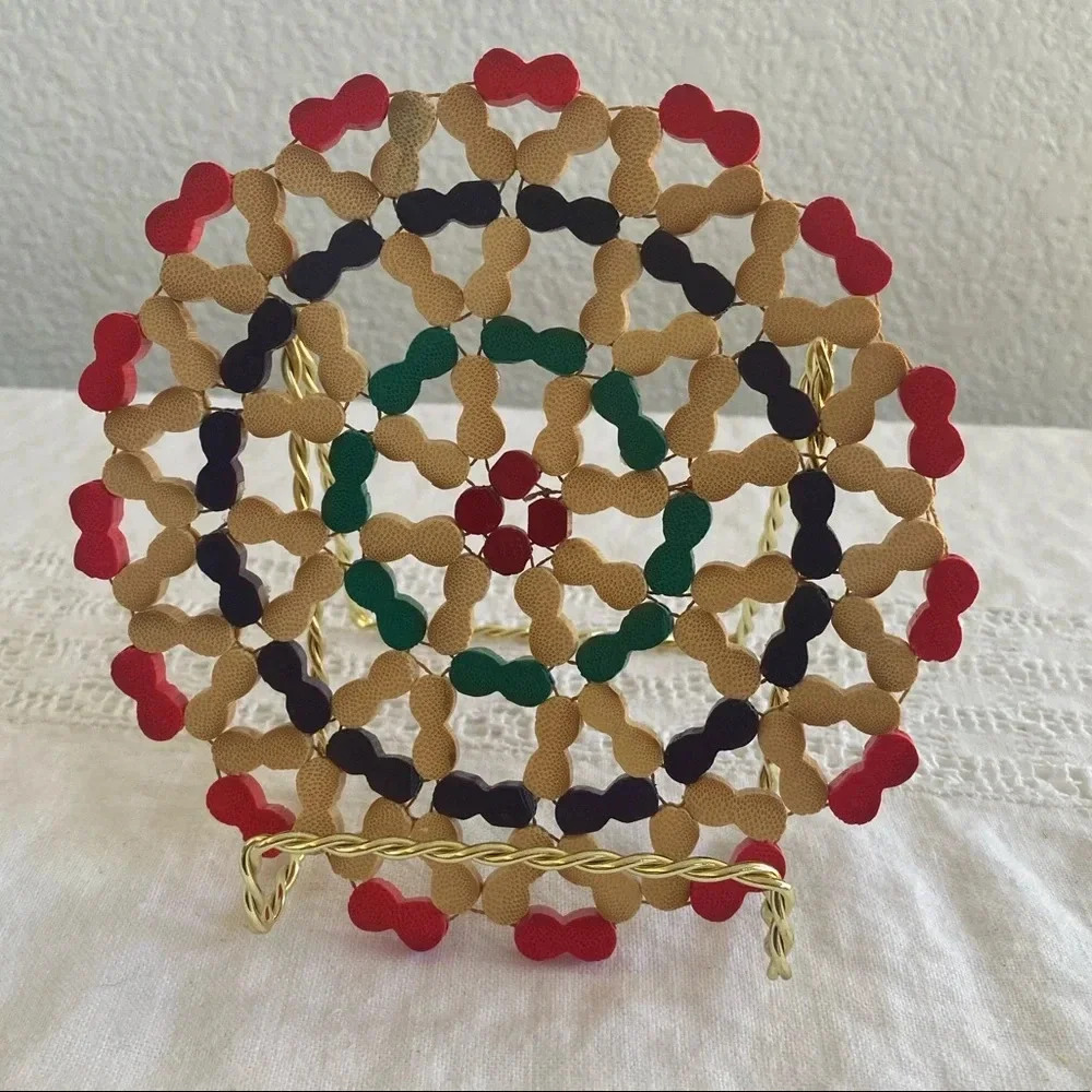 ❤️ Vintage Wooden multicolor Trivet